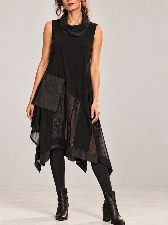 Joseph Ribkoff Dresses & Skirts - Joseph Ribkoff Black Asymmetrical Tunic 8 Cowl Neck Lagenlook Avant Garde Artsy